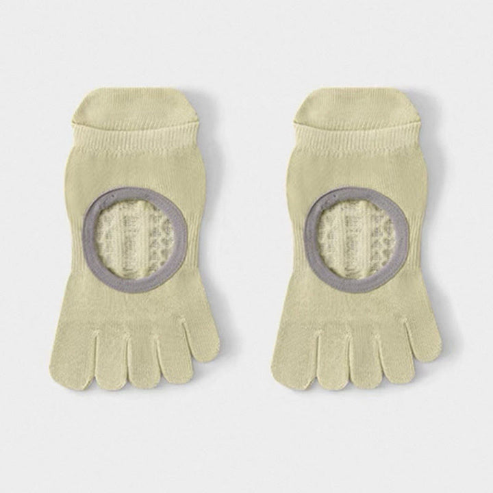 Olivenorma Five-Toe Non-Slip Grip Pilates Barre Socks for Women with Breathable Cotton Design, Toe Separation & Silicone Anti-Skid Sole Yoga Socks - Light Green - 10 Pairs - image 3