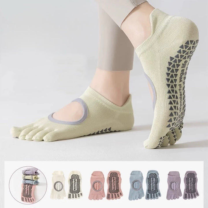 Olivenorma Five-Toe Non-Slip Grip Pilates Barre Socks for Women with Breathable Cotton Design, Toe Separation & Silicone Anti-Skid Sole Yoga Socks - image 0