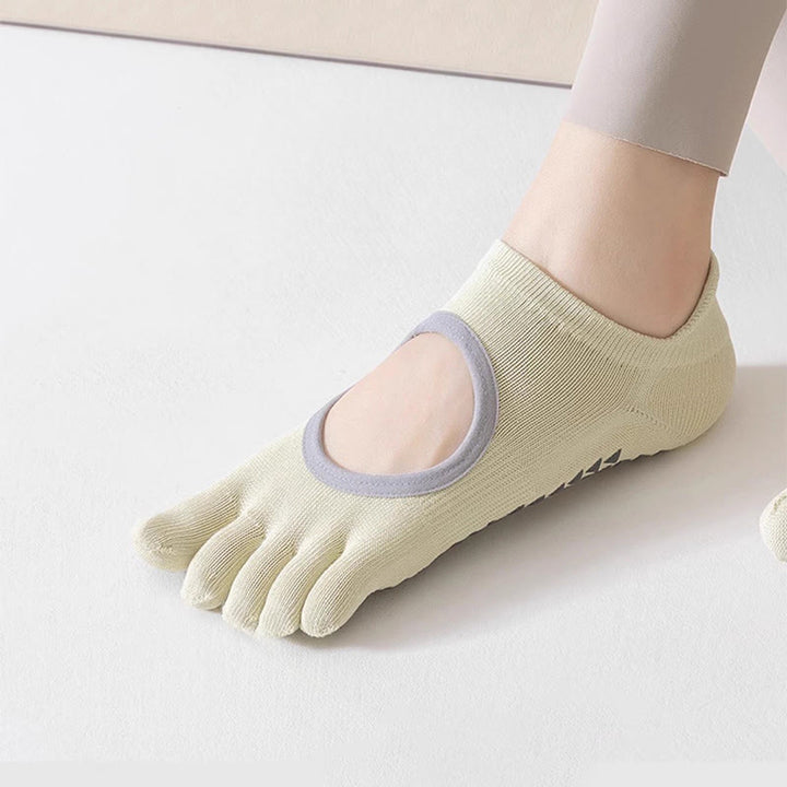 Olivenorma Five-Toe Non-Slip Grip Pilates Barre Socks for Women with Breathable Cotton Design, Toe Separation & Silicone Anti-Skid Sole Yoga Socks - image 4