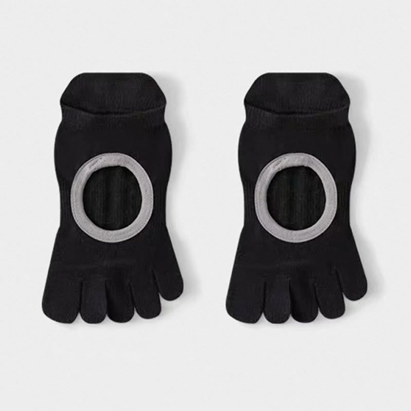 Olivenorma Five-Toe Non-Slip Grip Pilates Barre Socks for Women with Breathable Cotton Design, Toe Separation & Silicone Anti-Skid Sole Yoga Socks - Black - 10 Pairs - image 14