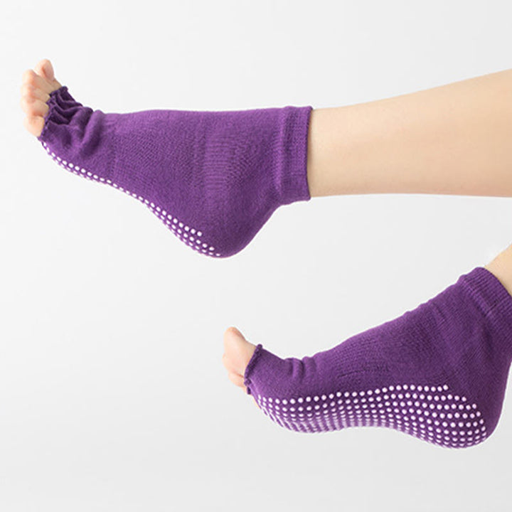 Olivenorma Toeless Non-Slip Pilates Grip Socks – Colorful Five-Toe Ankle Yoga Barre Socks for Women with PVC Anti-Slip Sole, Breathable Cotton Workout Socks - image 6