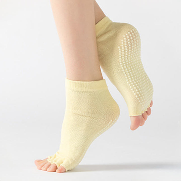 Olivenorma Toeless Non-Slip Pilates Grip Socks – Colorful Five-Toe Ankle Yoga Barre Socks for Women with PVC Anti-Slip Sole, Breathable Cotton Workout Socks - image 10