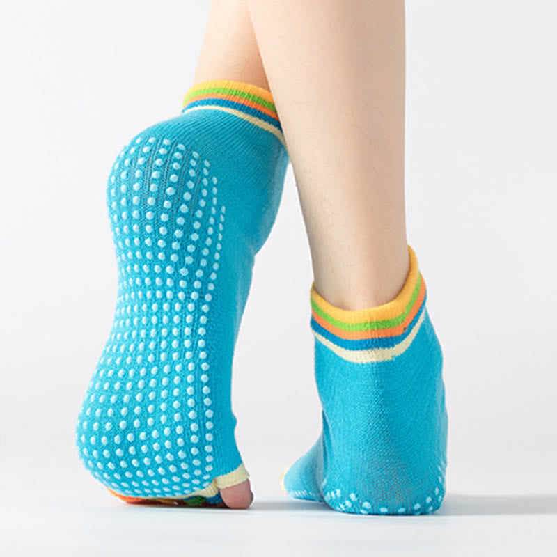 Olivenorma Toeless Non-Slip Pilates Grip Socks – Colorful Five-Toe Ankle Yoga Barre Socks for Women with PVC Anti-Slip Sole, Breathable Cotton Workout Socks - image 20
