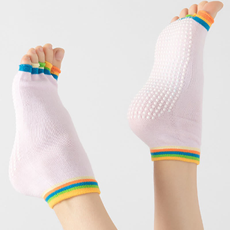 Olivenorma Toeless Non-Slip Pilates Grip Socks – Colorful Five-Toe Ankle Yoga Barre Socks for Women with PVC Anti-Slip Sole, Breathable Cotton Workout Socks - image 23