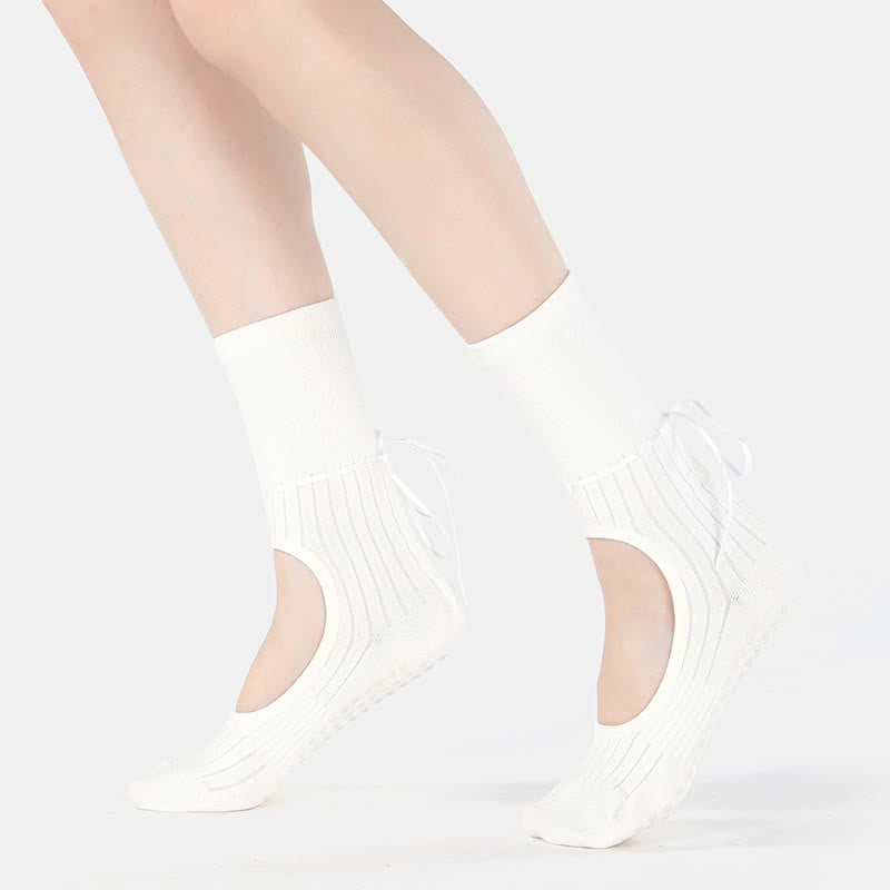 Olivenorma Backless Ribbon Strap Non-Slip Grip Barre Pilates Dance Socks for Women with Adjustable Strap, Breathable Soft Comfort Fit Yoga Socks - image 10