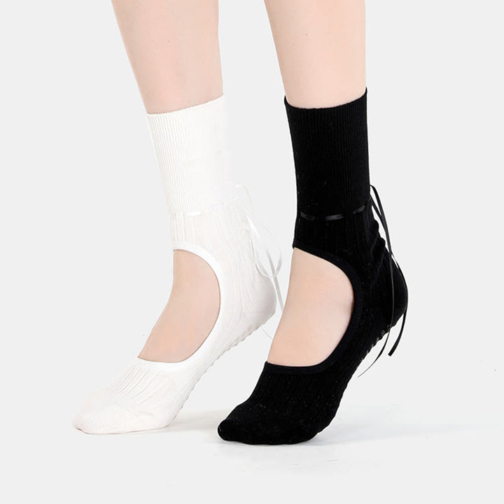 Olivenorma Backless Ribbon Strap Non-Slip Grip Barre Pilates Dance Socks for Women with Adjustable Strap, Breathable Soft Comfort Fit Yoga Socks - image 6