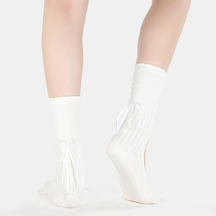 Olivenorma Backless Ribbon Strap Non-Slip Grip Barre Pilates Dance Socks for Women with Adjustable Strap, Breathable Soft Comfort Fit Yoga Socks - image 9