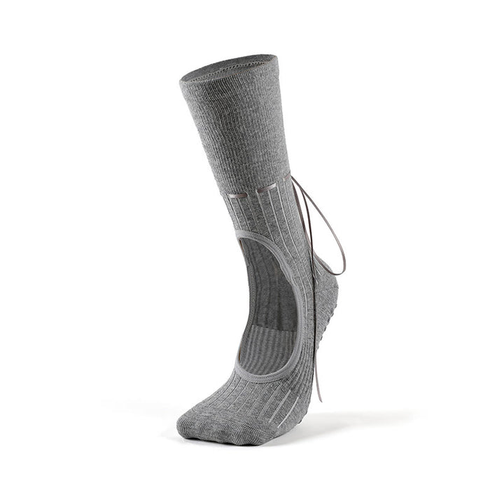 Olivenorma Backless Ribbon Strap Non-Slip Grip Barre Pilates Dance Socks for Women with Adjustable Strap, Breathable Soft Comfort Fit Yoga Socks - Gray - 10 Pairs - image 13