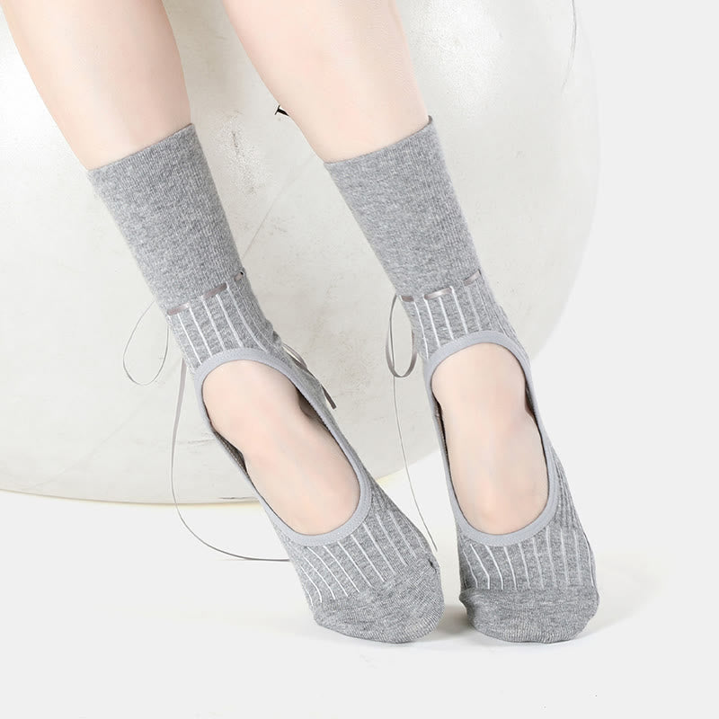 Olivenorma Backless Ribbon Strap Non-Slip Grip Barre Pilates Dance Socks for Women with Adjustable Strap, Breathable Soft Comfort Fit Yoga Socks - image 14