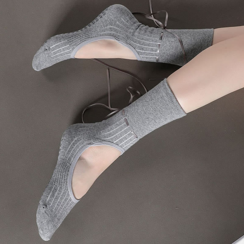 Olivenorma Backless Ribbon Strap Non-Slip Grip Barre Pilates Dance Socks for Women with Adjustable Strap, Breathable Soft Comfort Fit Yoga Socks - image 15