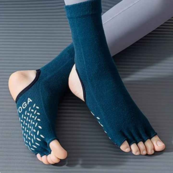 Olivenorma Women's Non-Slip Grip Pilates Barre Socks with Breathable Toe Separation & Stable Studio Training Design Open-Toe Five-Toe Yoga Socks - Dark Green - 10 Pairs - image 5