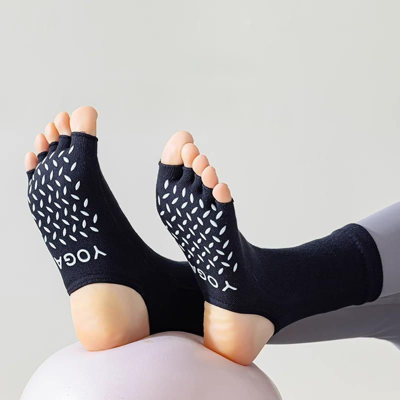 Olivenorma Women's Non-Slip Grip Pilates Barre Socks with Breathable Toe Separation & Stable Studio Training Design Open-Toe Five-Toe Yoga Socks - image 1