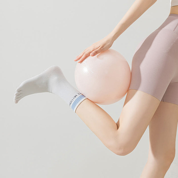 Olivenorma Silicone Non-Slip Toe Separation Mid-Calf Pilates Barre Fitness Socks for Women Breathable Five-Toe Grip Yoga Socks - image 11