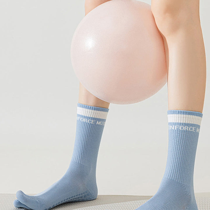 Olivenorma Silicone Non-Slip Toe Separation Mid-Calf Pilates Barre Fitness Socks for Women Breathable Five-Toe Grip Yoga Socks - image 14