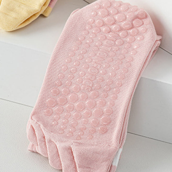 Olivenorma Silicone Non-Slip Toe Separation Mid-Calf Pilates Barre Fitness Socks for Women Breathable Five-Toe Grip Yoga Socks - image 3