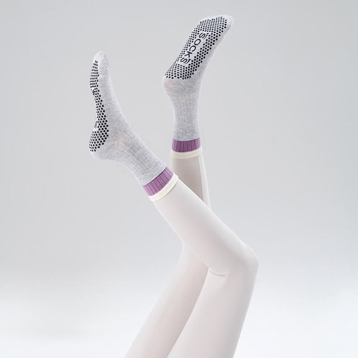 Olivenorma Floor Grip Barre Workout Socks with Breathable Cotton Comfort & Elastic Support Mid-Calf Non-Slip Pilates Yoga Socks - image 1