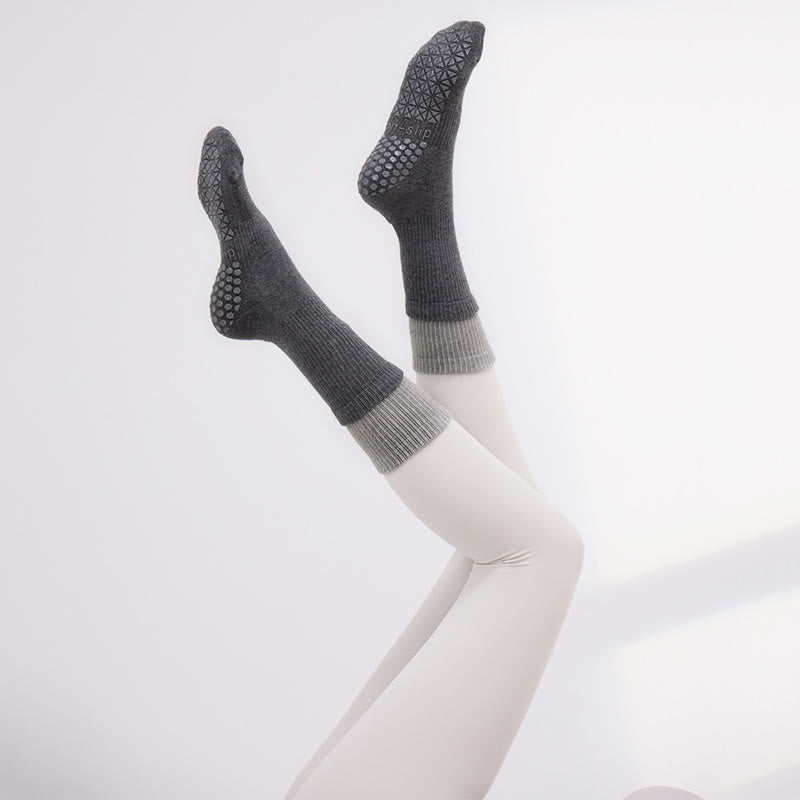Olivenorma Floor Grip Barre Workout Socks with Breathable Cotton Comfort & Elastic Support Mid-Calf Non-Slip Pilates Yoga Socks - Titanium Gray - 10 Pairs - image 14