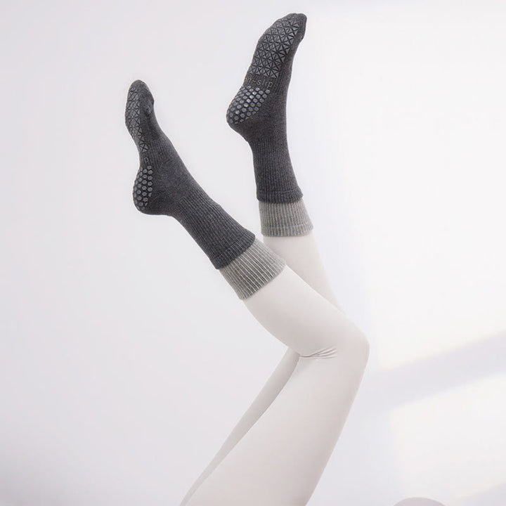 Olivenorma Floor Grip Barre Workout Socks with Breathable Cotton Comfort & Elastic Support Mid-Calf Non-Slip Pilates Yoga Socks - Titanium Gray - 10 Pairs - image 14
