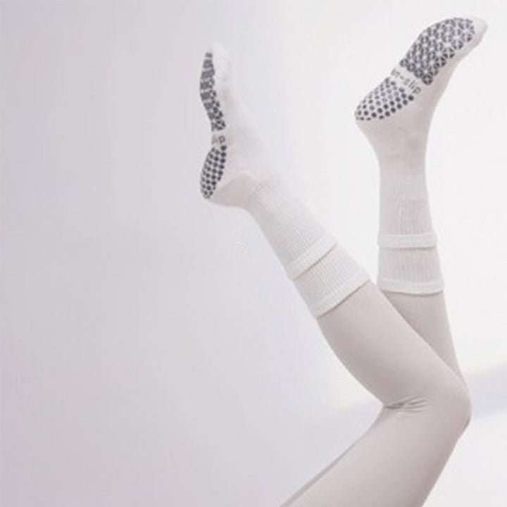 Olivenorma Floor Grip Barre Workout Socks with Breathable Cotton Comfort & Elastic Support Mid-Calf Non-Slip Pilates Yoga Socks - White & Black - 10 Pairs - image 8