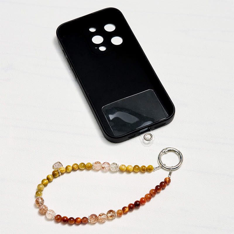 Olivenorma Tiger Eye & Gold Rutilated Quartz Keychain Crystal Phone Strap - image 1