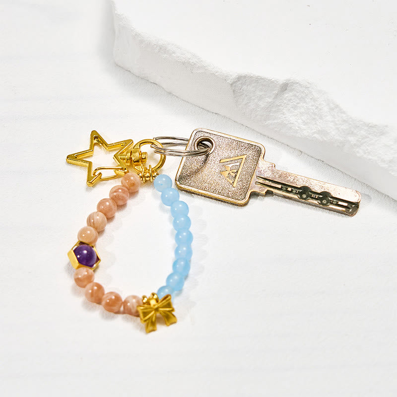 Olivenorma Sun Stone & Aquamarine Keychain Crystal Phone Strap - image 2