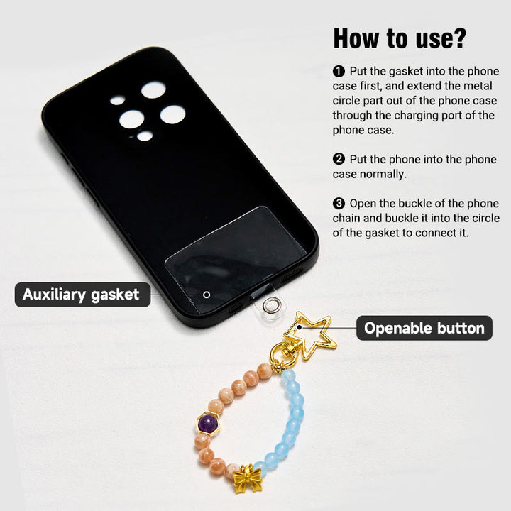Olivenorma Sun Stone & Aquamarine Keychain Crystal Phone Strap - image 5