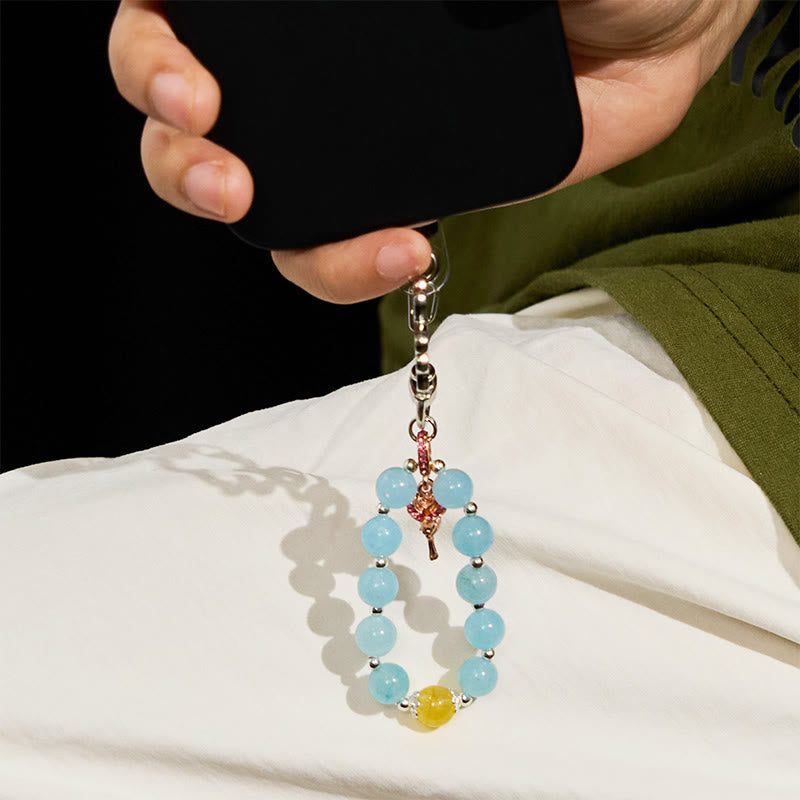 Olivenorma Aquamarine & Citrine Keychain Crystal Phone Strap - image 1