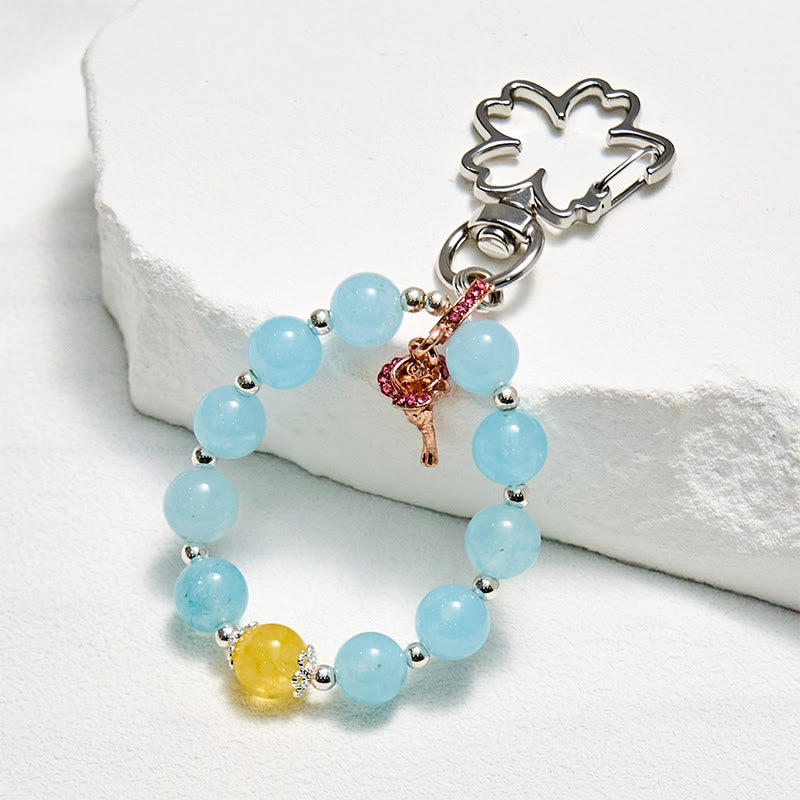 Olivenorma Aquamarine & Citrine Keychain Crystal Phone Strap - Aquamarine & Citrine - image 0