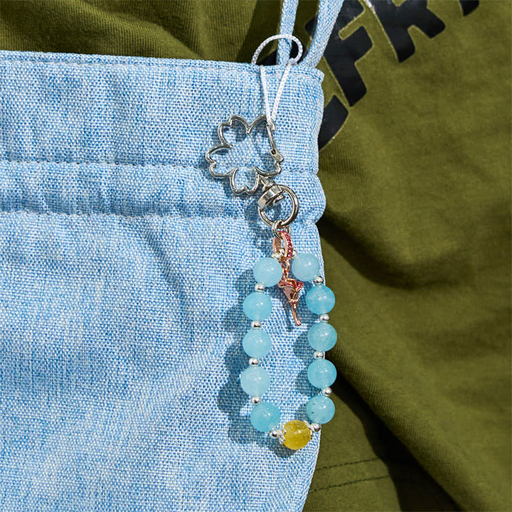 Olivenorma Aquamarine & Citrine Keychain Crystal Phone Strap - image 5
