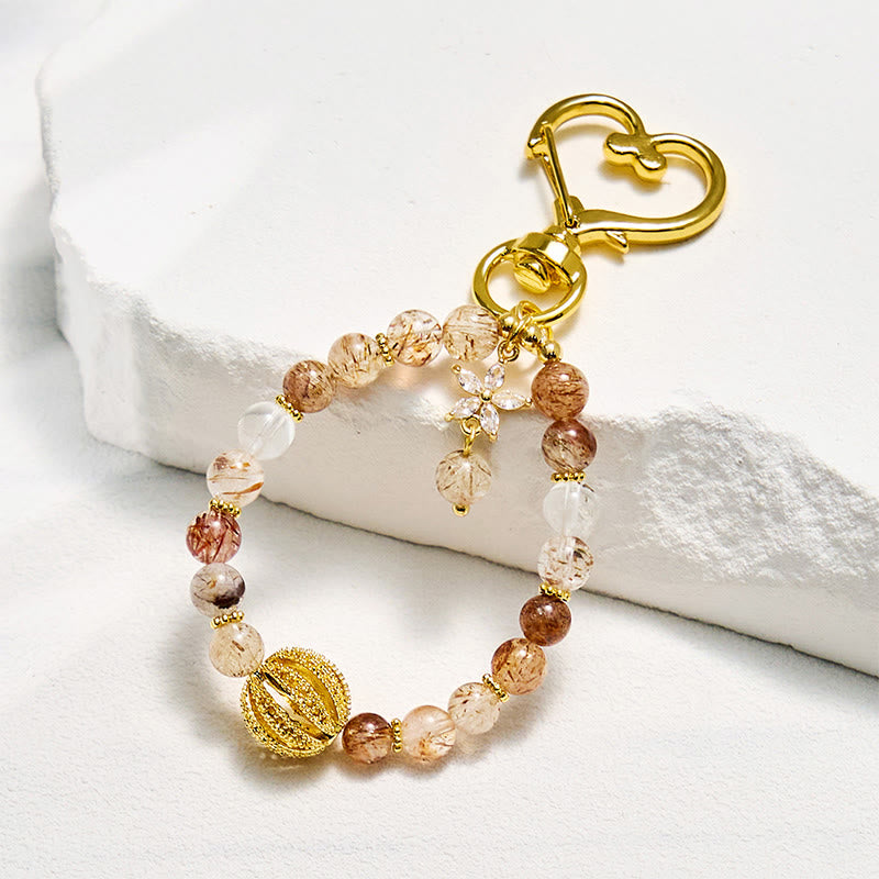 Olivenorma Gold Rutilated Quartz Keychain Crystal Phone Strap - Gold Rutilated Quartz - image 0