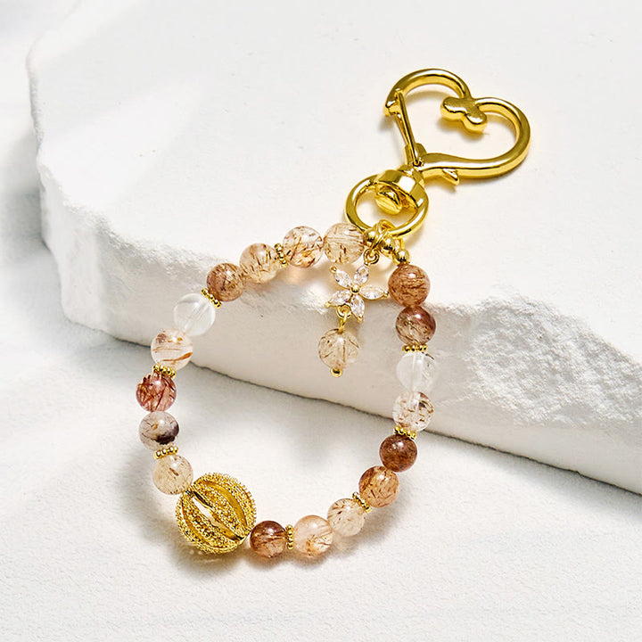 Olivenorma Gold Rutilated Quartz Keychain Crystal Phone Strap - Gold Rutilated Quartz - image 0