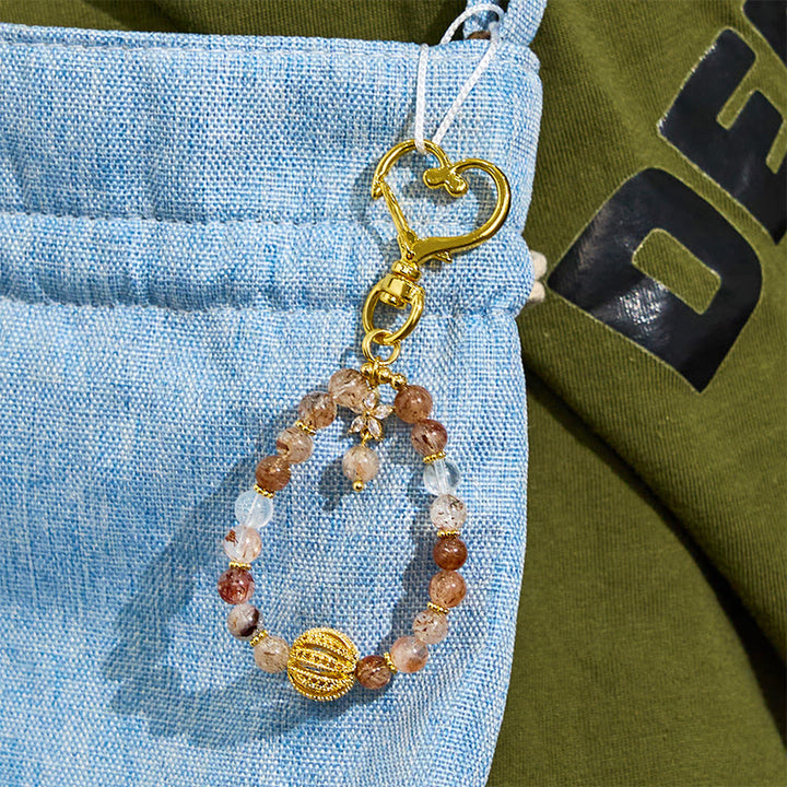 Olivenorma Gold Rutilated Quartz Keychain Crystal Phone Strap - image 5