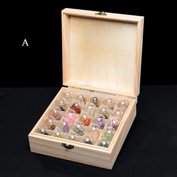 Olivenorma Natural Crystal Ore Specimen Ornaments Decoration - 25-Piece Set (Wooden Box) - image 2