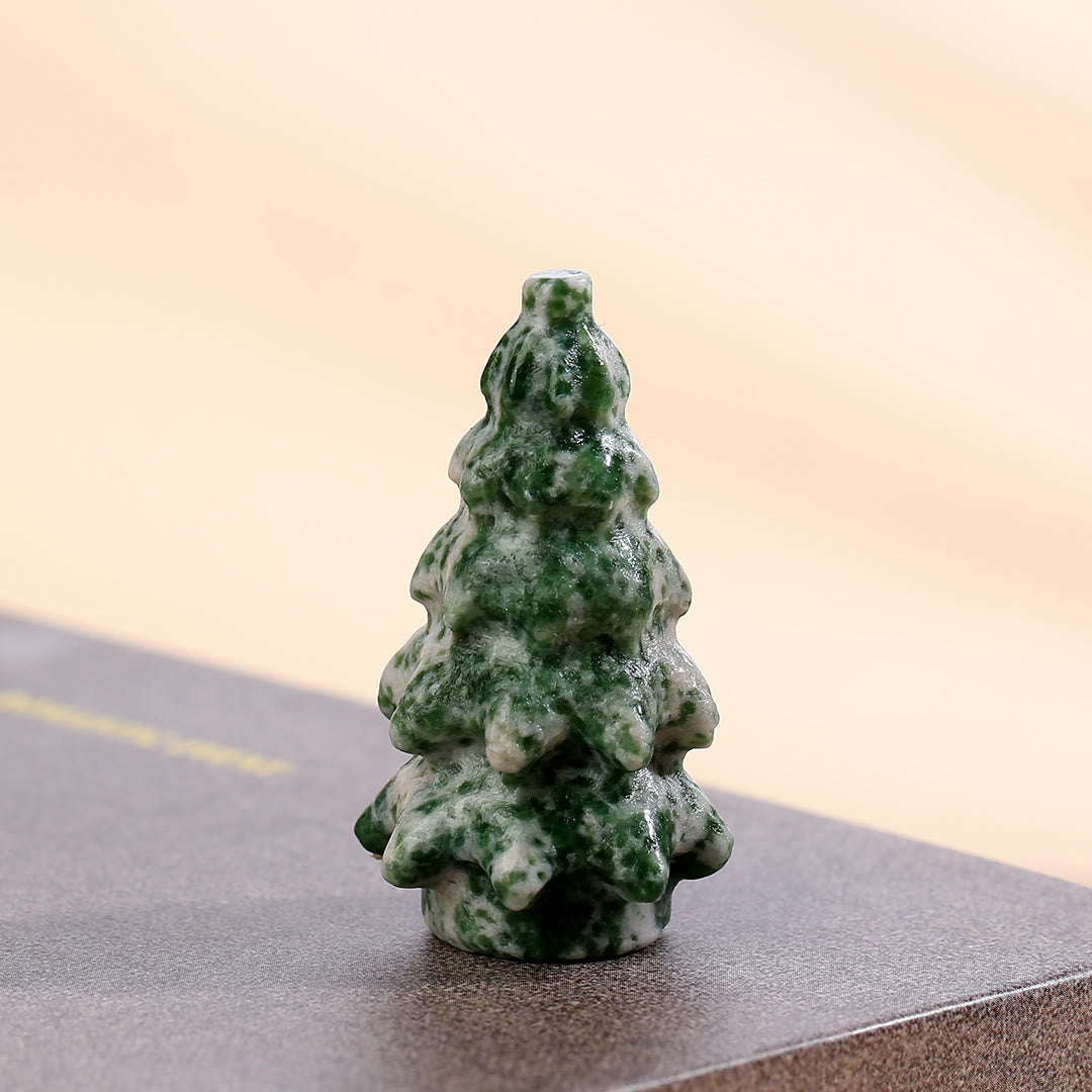 Olivenorma Natural Crystal Mini Christmas Tree Gemstone Decoration - Green Jade - image 1
