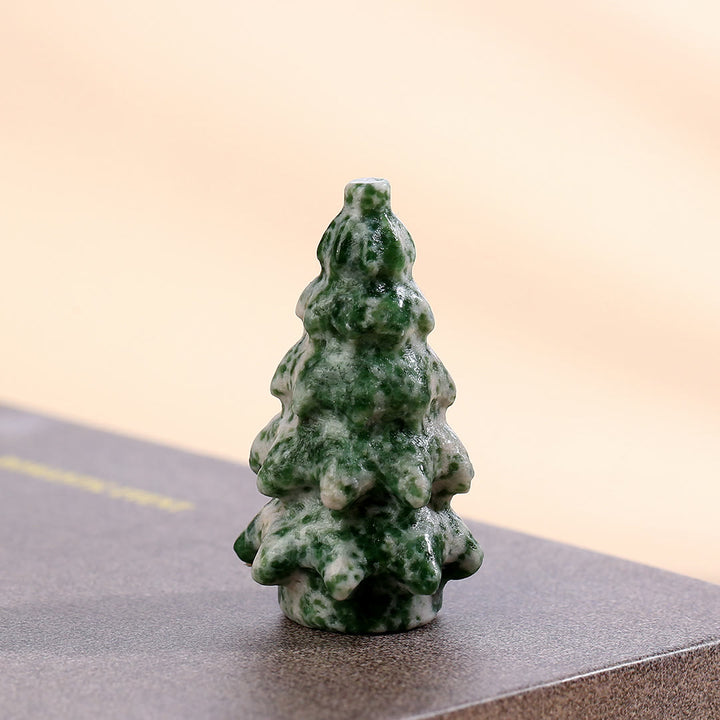 Olivenorma Natural Crystal Mini Christmas Tree Gemstone Decoration - Green Jade - image 1