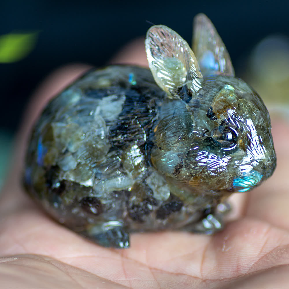Olivenorma Crystal Bunny Figurine Gemstone Decoration - Black Labradorite - image 36