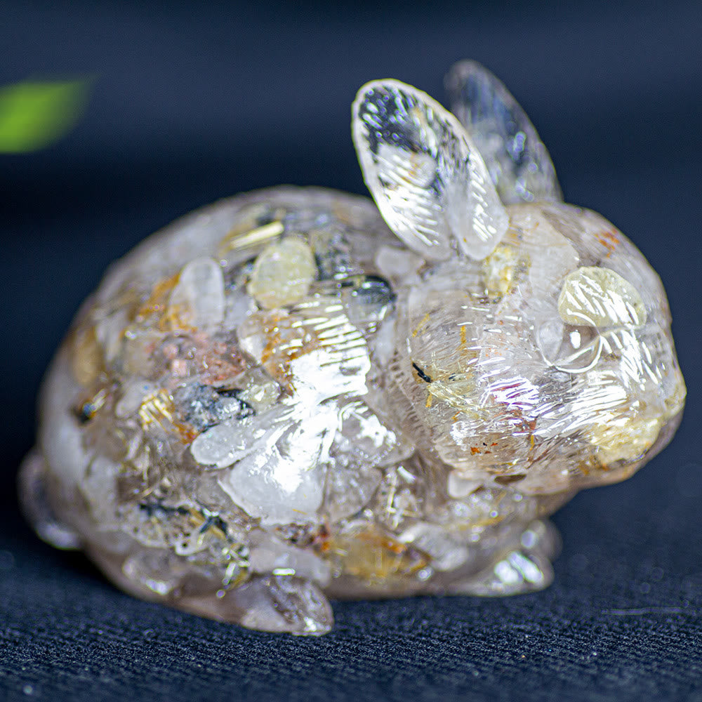 Olivenorma Crystal Bunny Figurine Gemstone Decoration - Gold Rutilated Quartz - image 28