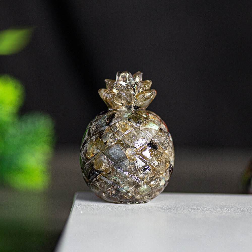 Olivenorma Crystal Golden Pineapple Gemstone Decoration - Black Labradorite - Style 1 - image 45