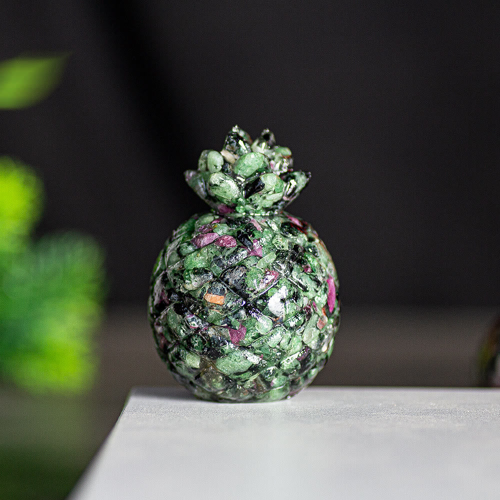 Olivenorma Crystal Golden Pineapple Gemstone Decoration - Ruby Zoisite - Style 1 - image 47