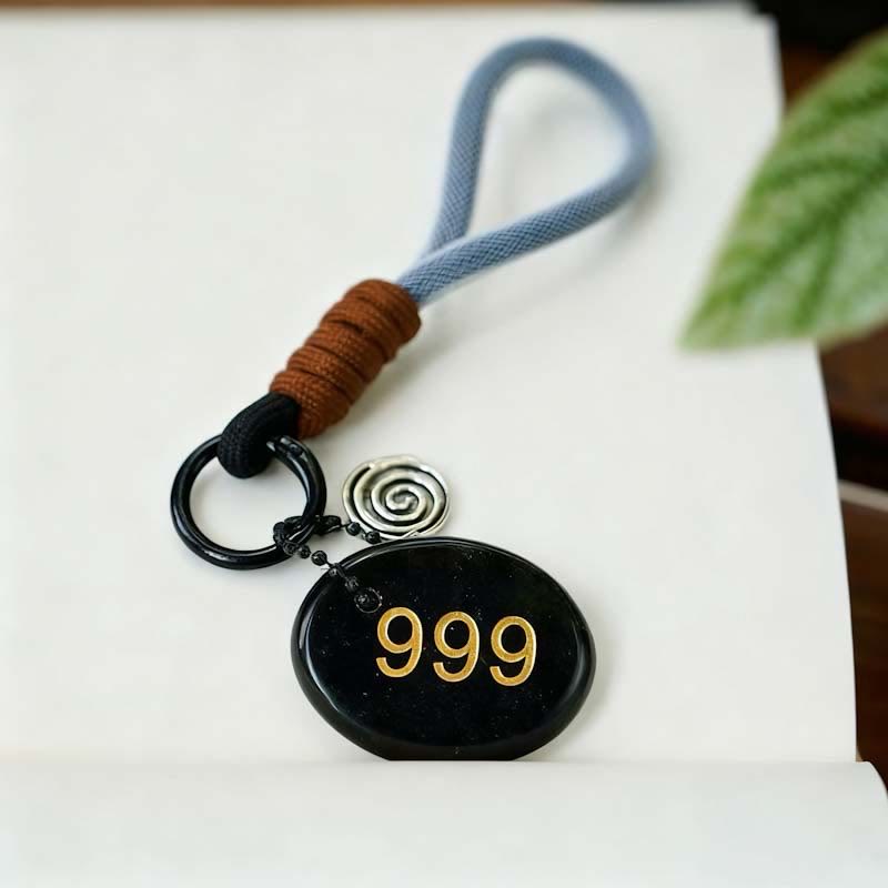 Olivenorma Natural Stone Angel Number Keychain - Obsidian - image 18