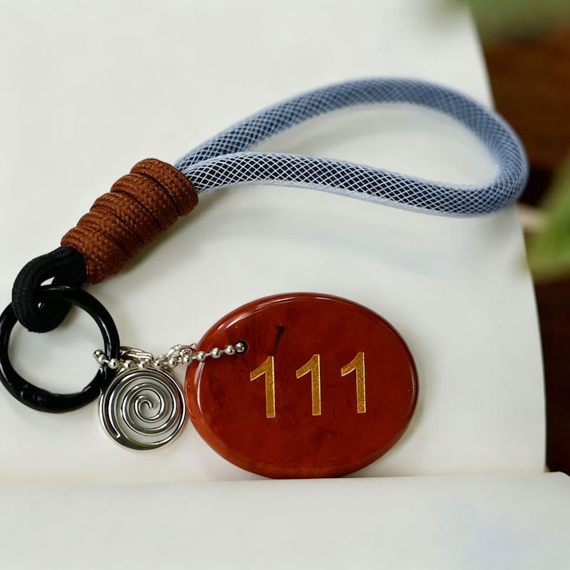 Olivenorma Natural Stone Angel Number Keychain - Red Jasper - image 4