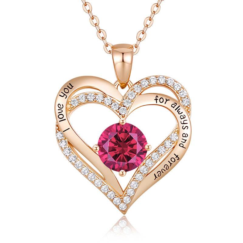 FREE Today: "I Love You Always and Forever" – Forever Love Birthstone Heart Necklace - Rosegold - July - With Birthstone Card - image 35