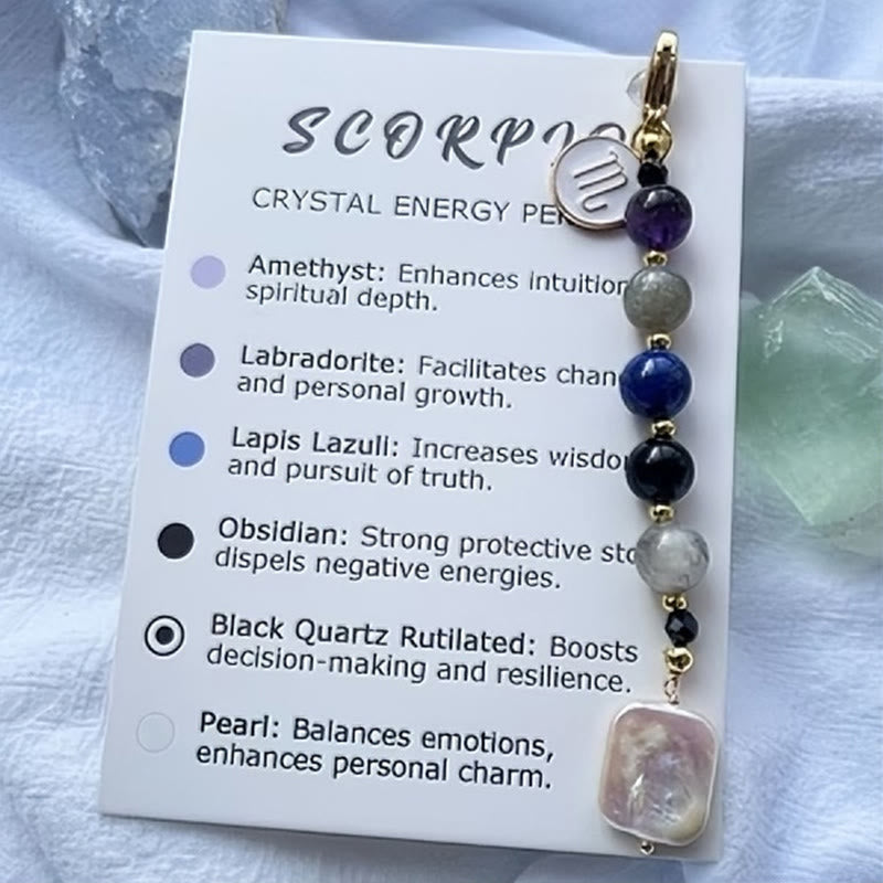 Olivenorma Zodiac Natural Stone Crystal Pendant Keychain  - Scorpio - image 5
