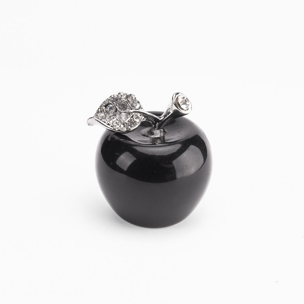 Olivenorma Christmas Eve Natural Stone Apple Carving Gemstone Decoration - Obsidian - 30*35cm - image 44