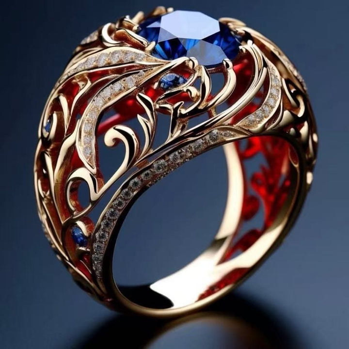 FREE Today: Blue Gold Sapphire Crystal Wave Tone Ring - US 10 - image 0