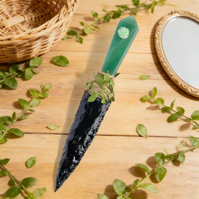 Olivenorma Raw Stone Natural Crystal Dagger Gemstone Decoration - Green Aventurine - image 1