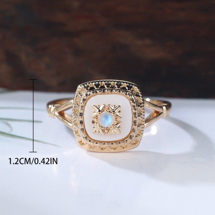 Olivenorma Square Clear Quartz Vintage Ring - image 4