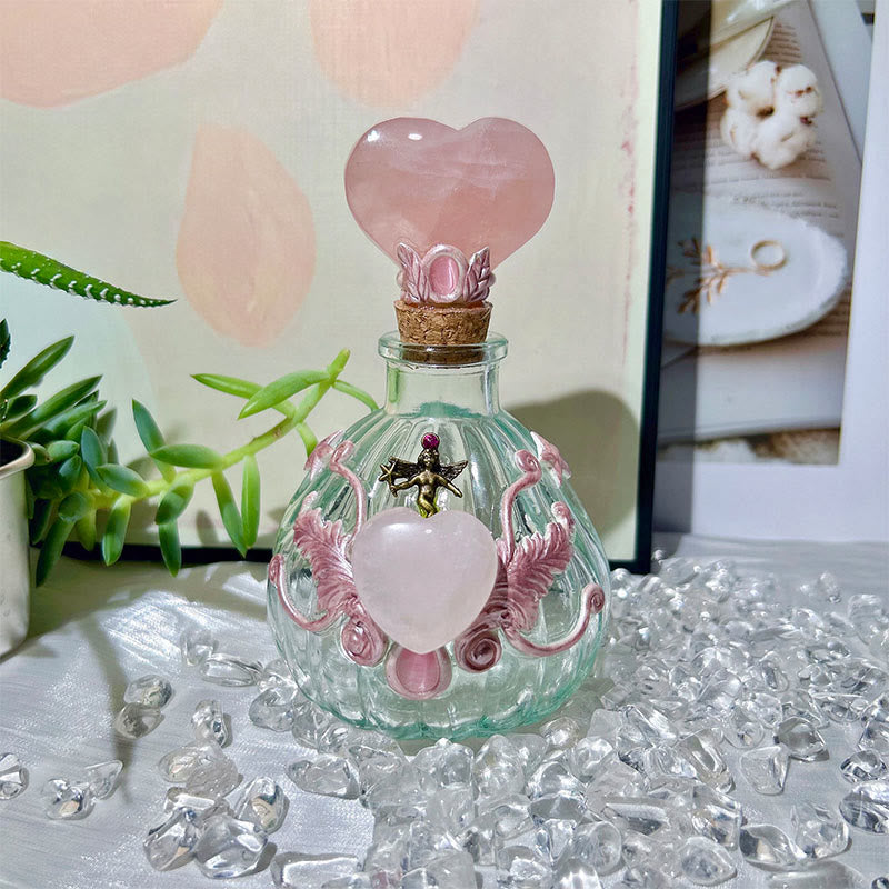 Olivenorma Natural Crystal Magic Bottle Charm Gemstone Decoration - Rose Quartz - Heart - image 3