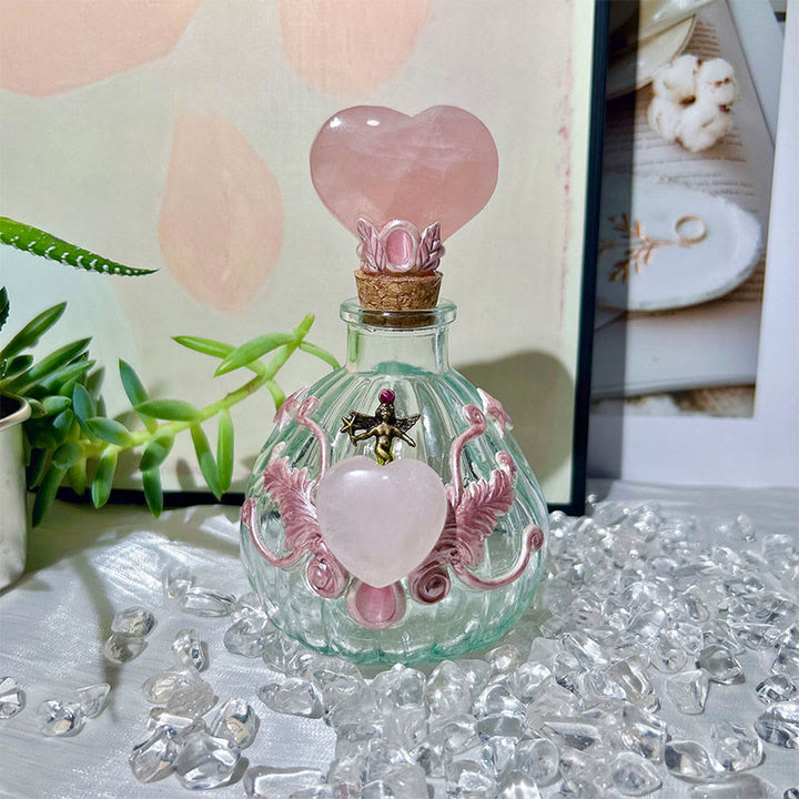 Olivenorma Natural Crystal Magic Bottle Charm Gemstone Decoration - Rose Quartz - Heart - image 3