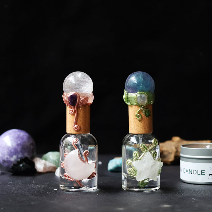 Olivenorma Clear Quartz&Fluorite Crystal Storage Bottle Gemstone Decoration - image 0